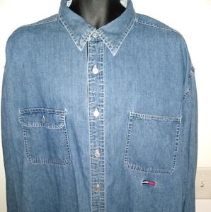 VTG Men’s Tommy Hilfiger Denim Jean Shirt Sz XL